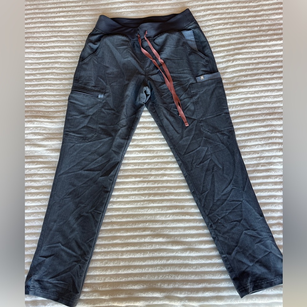 Figs Dark Gray Joggers with Red Drawstring